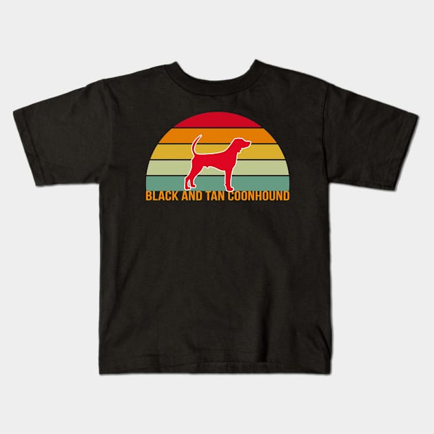 Black and Tan Coonhound Vintage Silhouette Kids T-Shirt by seifou252017